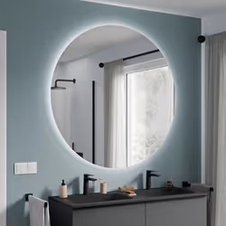 Miroir lumineux LED NEO rond avec éclairage indirect - Détecteur de mouvement avec fonction de gradation - Taille au choix Dé ...