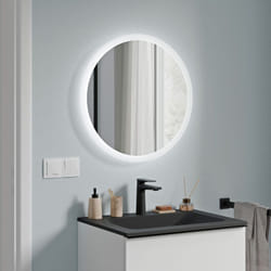 Bernstein - Miroir rond de salle de bain avec éclairage led 60cm, miroir chauffant avec allumage capteur de mouvement, intensité lumière réglable