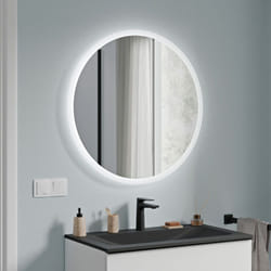 Bernstein - Miroir rond de salle de bain avec éclairage led 80cm, miroir chauffant avec allumage capteur de mouvement, intensité lumière réglable