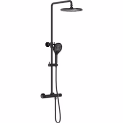 Système de douche thermostatique 4011 PRO Noir - avec pommeau de douche et douchette à main Douche à main incluse avec buses ...