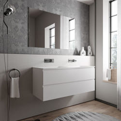 Bernstein - Grand meuble vasque de salle de bain mdf Blanc mat avec lavabo fonte minérale Blanc mat - 120x45,6x50cm - ava cream -Blanc mat, Blanc mat