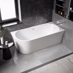 Baignoire d'angle semi-îlot moderne avec un coin arrondi à gauche - 170 x 78 x 60 cm Baignoire d'angle de haute qualité en ac ...