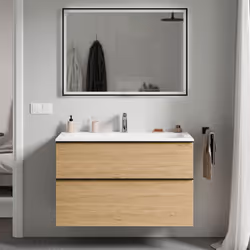 Meuble salle de bain LAVOA 100cm - avec vasque en fonte minérale CREAM - couleurs au choix Découvrez comment la série de meub ...