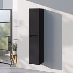 DESIGN : Cette colonne de rangement de salle de bain avec vasque et porte est disponible en 3 couleurs : Anthracite mat, Chên ...