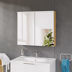 Armoire à miroir SOLO avec éclairage LED - 80 cm - 2 portes - couleur au choix Fonction soft-close pour une fermeture en douc ...