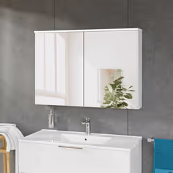 Armoire à miroir SOLO avec éclairage LED - 100 cm - 2 portes - couleur au choix Fonction soft-close pour une fermeture en dou ...