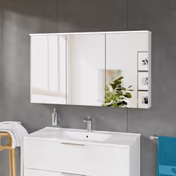 Armoire à miroir SOLO avec éclairage LED - 120 cm - 3 portes - couleur au choix Trois portes miroir pour un aspect spacieux e ...