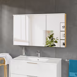 Armoire à miroir SOLO avec éclairage LED - 120 cm - 3 portes - couleur au choix Trois portes miroir pour un aspect spacieux e ...