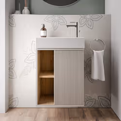 Meuble salle de bain BELDIVO 50cm avec vasque Duravit- charnière à droite - couleur au choix - exclusivité Bernstein x Duravi ...