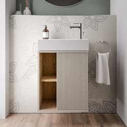 Bernstein - Meuble vasque Anthracite mat de salle de bain 55x24x59cm (LxPxH) 1 porte à droite + 2 cases rangement - beldivo Gris soie mat