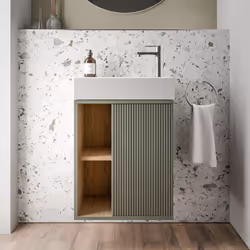 Meuble salle de bain BELDIVO 50cm avec vasque Duravit- charnière à droite - couleur au choix - exclusivité Bernstein x Duravi ...