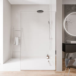 Paroi de douche italienne 80x200cm, verre nano 10mm, profilé mural + sol chrome - EX102 800mm, Avec profilé de sol - Bernstein