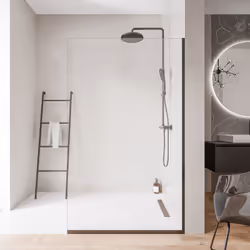 Paroi de douche à l'italienne EX102 - Verre nano 10 mm clair - profilé acier inoxydable noir mat - largeur au choix Nettoyage ...