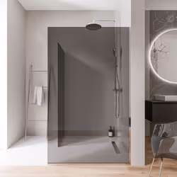 Parois de douche à l'italienne EX102 - Verre nano 10 mm gris fumé - profilé acier inoxydable chrome - largeur au choix Qualit ...