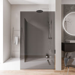 2 Parois de douche italienne d'angle 80x200cm + 90cm, verre fumé nano 10mm, profilé mural + sol inox chrome - EX102 80 cm, 90 cm, Avec profilé de sol