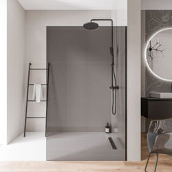 Bernstein - Paroi de douche italienne 120x200cm, verre fumé nano 10mm, profilé mural inox noir mat, sans profilé sol - EX102 1200mm, Sans profilé de