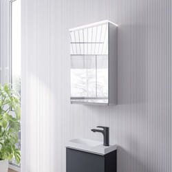 Bernstein - Armoire de toilette suspendue miroir 40x19x71cm (LxPxH), charnière à gauche, éclairage led, tablettes en verre - varo Charnières de porte