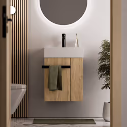 Meuble salle de bain COMPACT 450 avec vasque 45 cm - tablette à droite - couleur au choix Meuble sous lavabo de haute qualité ...