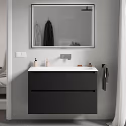Meuble salle de bain VIREO 80cm - avec vasque en fonte minérale CREAM - couleur au choix Apportez une touche d'élégance à vot ...