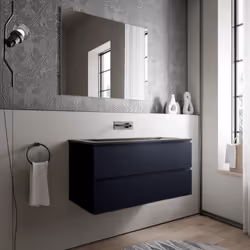 Meuble sous-lavabo AVA 100 cm avec lavabo BRUXELLES en fonte minérale - couleur au choix Le meuble sous vasque AVA est plus q ...