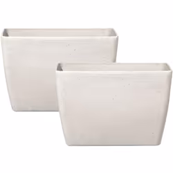Cache-pot de jardin rectangulaire en pierre beige. Ce lot de 2 pots à plantes minimalistes est un choix parfait pour votre ja ...