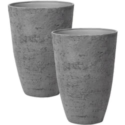 Beliani - Lot de 2 Pots de Fleurs Jardin en Forme de Grand Vase Haut en Pierre Gris Camia