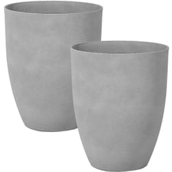 Lot de 2 Cache-Pots Gris en Polyrésine Pierres et Fibres de Verre 43 cm Croton