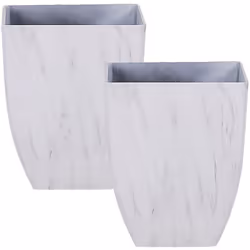 Set de 2 pots de fleurs cache-pots décoratifs effet marbre blanc . Améliorez l'aspect de votre maison avec cet ensemble de po ...