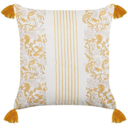 Beliani - Coussin Décoratif Impression Fait Main Motif Floral 45 x 45 cm Jaune et Blanc Biloba