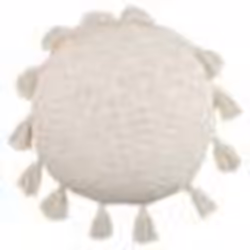 Coussin décoratif en coton avec pompons beige d 45 cm MADIA