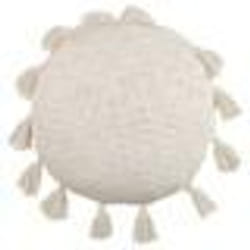 Coussin décoratif en coton avec pompons beige d 45 cm MADIA