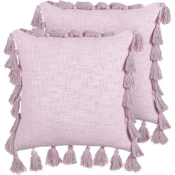 Coussins Décoratifs Boho à Pompons 45 x 45 cm en Coton Rose Lot de 2 Lynchis