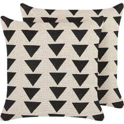 Coussins Décoratifs en Coton Beige et Noir 45 x 45 cm Motif Triangle Lot de 2 Cercis