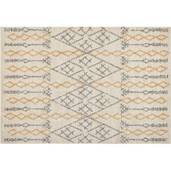 Tapis Moderne à Motif Géométrique Salon 140 x 200 cm en Coton Beige Jaune Kadapa