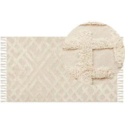 Beliani - Tapis Shaggy Boho avec Pompons Géométrique 80 x 150 cm en Coton Beige Ardahan