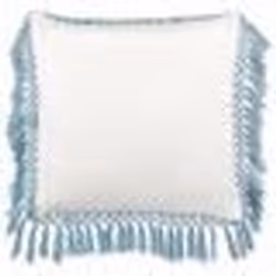 Coussin en coton à motif floral blanc et bleu 45 x 45 cm PALLIDA