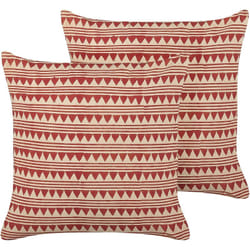 Beliani - Coussins Décoratifs en Coton Motif Géométrique Rouge et Beige Lot de 2 Deglupta