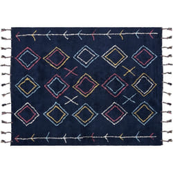 Tapis Moderne avec Motif Géométrique Fait Main 160 x 230 cm en Coton Noir Corum