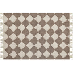 Tapis en Coton Marron et Beige 160 x 230 cm à Franges et Motif Texturé Doux Sinop