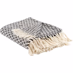 Couverture décorative à franges. Cette couverture en coton est un accessoire complémentaire de tout intérieur moderne. Dotée  ...