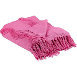 Beliani - Plaid Couverture Style Boho 125 x 150 cm Motif Géométrique en Coton Rose Khari