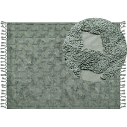 Tapis en Coton Vert 160 x 230 cm à Motif Texturé Touffeté à la Main Très Doux Kars