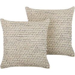 2 Coussins Décoratifs Style Boho Faits Main 45 x 45 cm en Coton Beige Howea