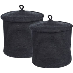 Beliani - Paniers en Coton Noirs Ronds 33 cm Corbeille à Linge Tressée Lot de 2 Silopi
