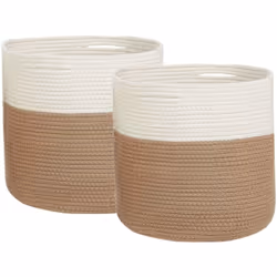 Corbeilles à linge. Cet ensemble de deux paniers fabriqués en corde de coton de haute qualité vous servira dans n'importe que ...