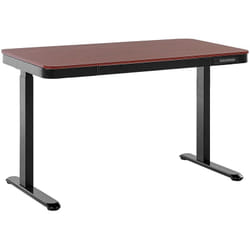 Beliani - Bureau Réglable Electriquement Bois Sombre et Noir Assis/Debout 120 x 60 cm Kenly
