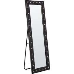 Miroir sur Pied en Cuir Pu Noir 50 x 150 cm Glamour Cadre Clouté Diamant Ansouis