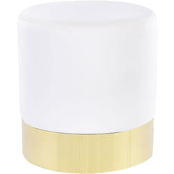 Beliani - Pouf Moderne et Glamour ø 39 cm en Velours Blanc et Base Dorée Sophia