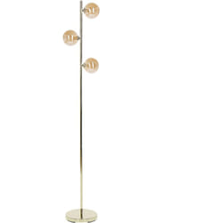 Lampadaire Design Moderne avec 3 Lumières en Acier et Verre Doré Ramis