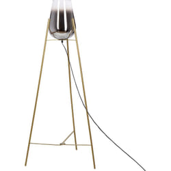 Lampadaire Glamour Abat-jour de Verre avec Base Trépied en Métal Doré Ramis